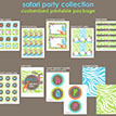 Safari Jungle Birthday Party Printable Collection